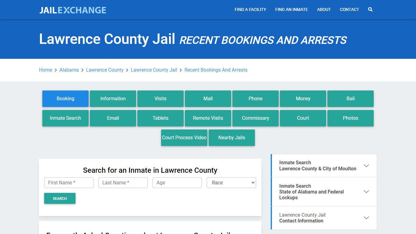 Lawrence County Jail AL Recent Arrests and Bookings - Jail Exchange