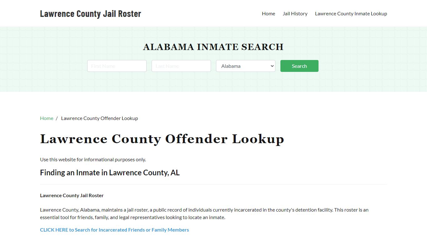 Lawrence County Inmate Search, Jail Rosters