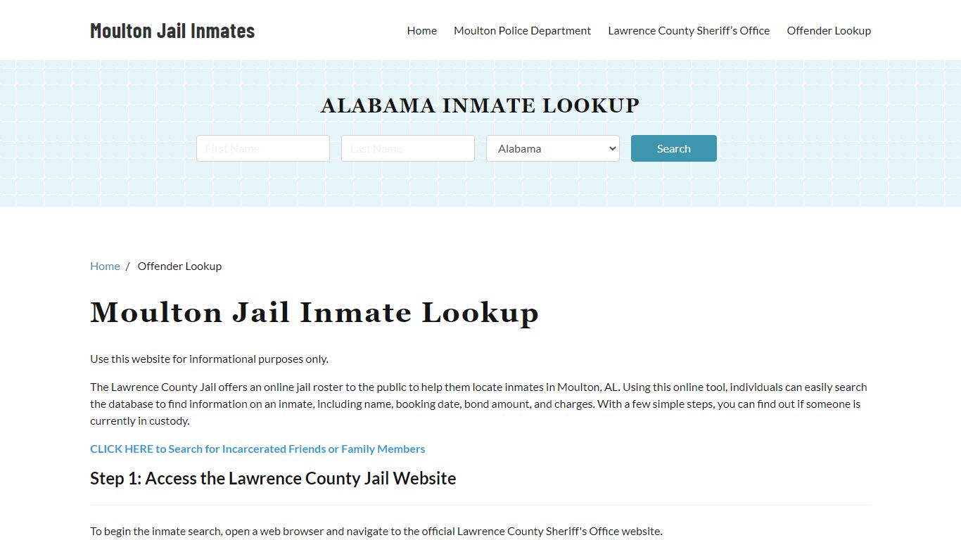 Moulton, AL Detainee Lookup