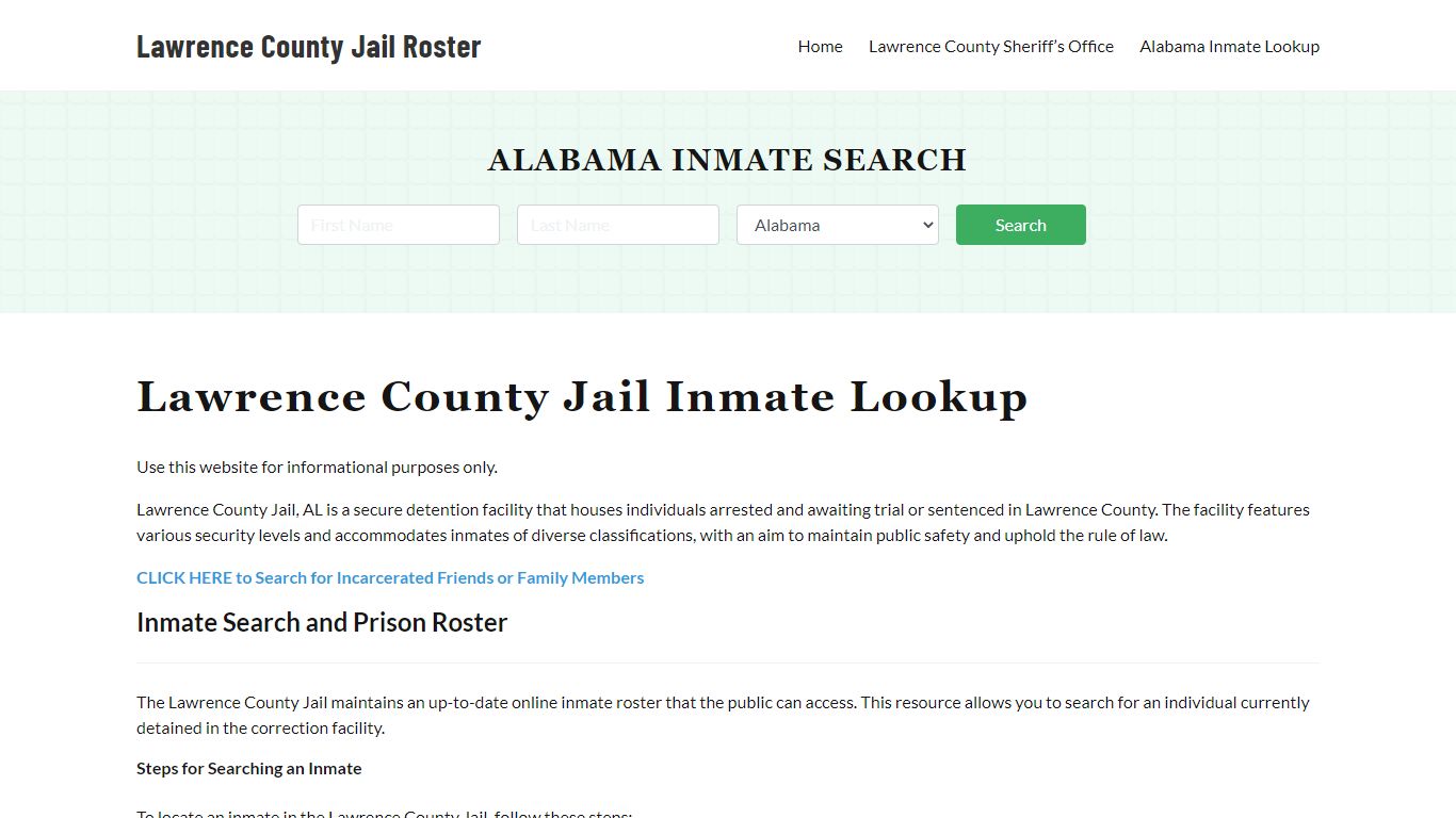 Lawrence County Jail Roster Lookup, AL, Inmate Search